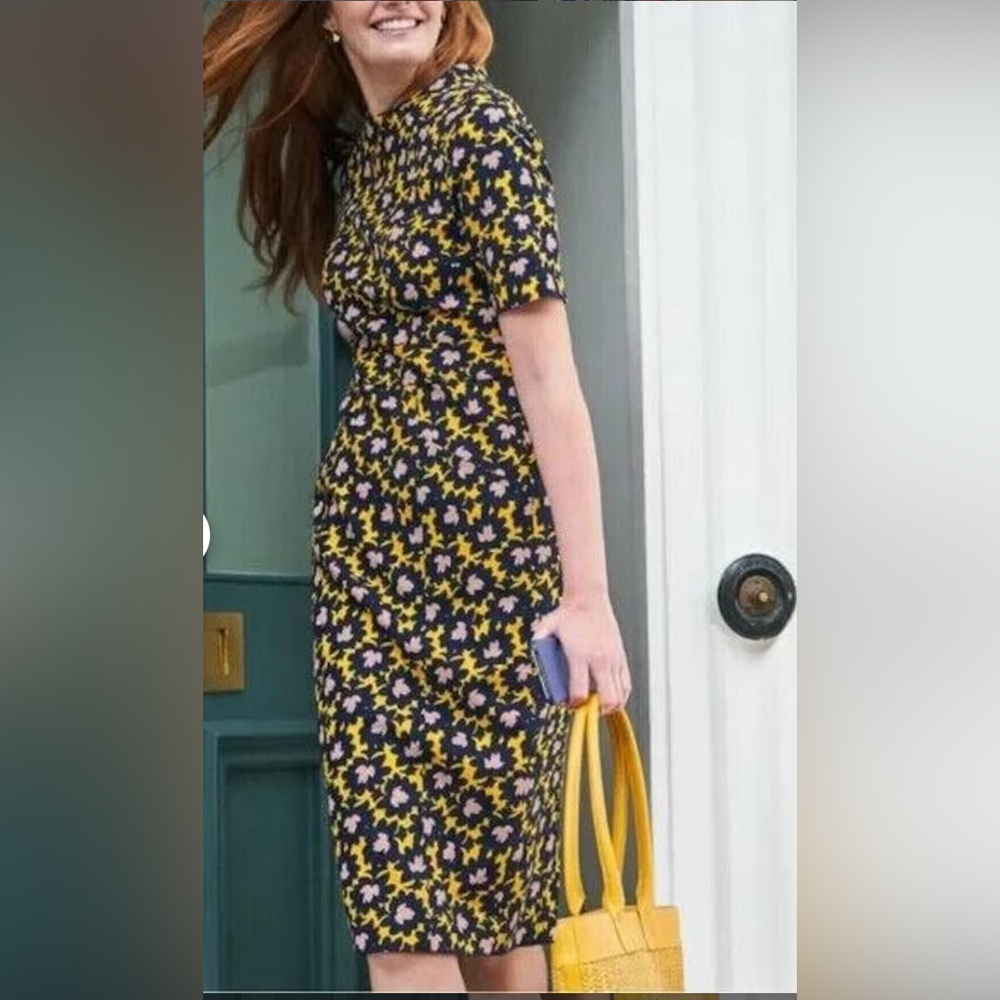 BODEN Louise Textured Midi Dress Tuscan Sun Bloom Stamp Print 6P